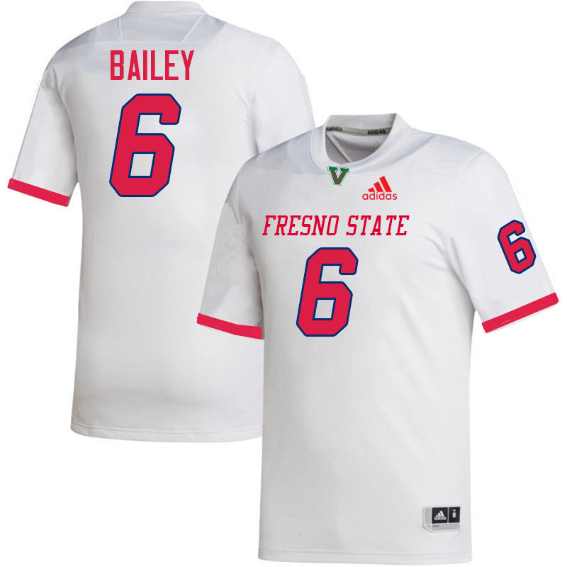 Fresno State Bulldogs #6 Levelle Bailey College Football Jerseys,Uniforms-White